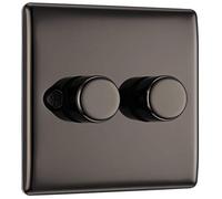 Nexus Metal Black Nickel 400W Double Dimmer Switch 2-Way Push On/Off NBN82P-01