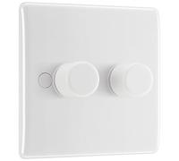 BG Electrical Intelligent Double Wall Dimmer Switch, 2 Way, Round Edge, Nexus 800 Series, White Moulded, 200W, 882