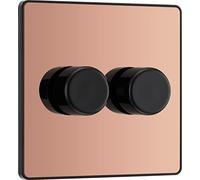 BG Evolve Polished Copper Trailing Edge LED 200W Double Dimmer Switch 2-Way Push On/Off - PCDCP82B