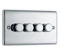 BG NPC84P Nexus Metal 2-Way Quad Leading Edge Dimmer Push On/Off - Polished Chrome