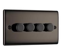 BG Electrical Intelligent Quadruple Wall Dimmer Switch, 2 Way, Raised Profile, Round Edges, Nexus Metal, Black Nickel 200W, NBN84