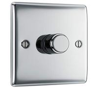 British General Intelligent Single Wall Dimmer NPC81 - 2-Way, Raised Profile, Polished Chrome 200W