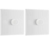 BG Electrical Intelligent Single Wall Dimmer Switch, 2 Way, Round Edge, Nexus 800 Series, White Moulded, 200W, 881 (Pack of 2)