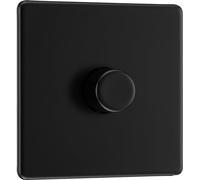 BG Electrical Intelligent Single Wall Dimmer Switch, 2 Way, Screwless Front Plate, Premium Flatplate, Matt Black, 200W, FFB81