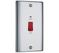 Nexus Metal Polished Chrome 45A Rectangular Cooker Control Unit With Power Indicator NPC72-01