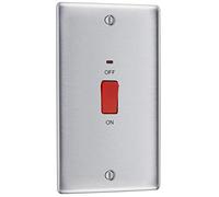 BG Nexus Metal Brushed Steel 45A Rectangular Cooker Control Unit, With Power Indicator - NBS72