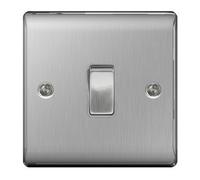 BG Electrical NBS13 Nexus Metal Brushed Steel 1 Gang 10Ax Intermediate Plate Switch by BG Electrical Nexus by BG Electrical