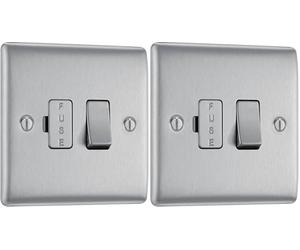 BG Electrical NBS50-01 Switched Fused Connection Unit, Brushed Steel, 13 Amp (Pack of 2)
