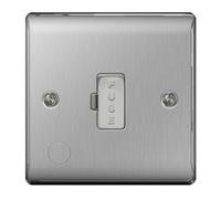 BG Electrical NBS55 Nexus Metal Brushed Steel 13A DP Unswitched Fused Connection Unit c/w Flex Outlet by BG Electrical Nexus by Unknown