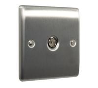 BG Electrical NBS60 Nexus Metal Brushed Steel Single Non-Isolated Co-Axial Socket