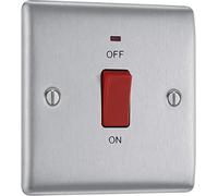 BG Electrical NBS74 Nexus Metal Double Pole Cooker Switch Brushed Stainless Steel Neon 45A