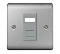BG Electrical NBSRJ451 Nexus Metal Brushed Steel Single RJ45 Data Socket