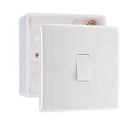BG Electrical Nexus 800 Series 1 Gang 1 Way 20A 16AX Light Switch with 32mm Surface Pattress Box, White Moulded, IP20, 811 & 891