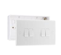 BG Electrical Nexus 800 Series 4 Gang 20A 16AX Quadruple Light Switch with 32mm Surface Pattress Box, White Moulded, IP20, 844 & 892