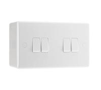 BG Electrical Nexus 800 Series 4 Gang 20A 16AX Quadruple Light Switch with 50mm Surface Pattress Box, White Moulded, IP20, 844 & 878