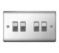 BG Electrical NPC44 Nexus Metal Polished Chrome 4 Gang 2 Way 10Ax Plate Switch by Nexus by Unknown