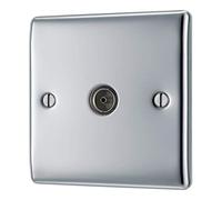 BG Electrical NPC60 Nexus Metal Polished Chrome Single Non-Isolated Co-Axial Socket by BG Electrical Nexus by BG Electrical