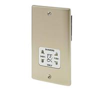 bg electrical npr20b 115/230V Pearl Nickel British General 2-Gang Dual Voltage Shaver Socket