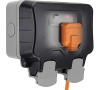 BG Electrical Outdoor Double Switched Power Wall Plug Socket, Weatherproof, Nexus Storm, Grey, 13A, IP66 Rated, WP22