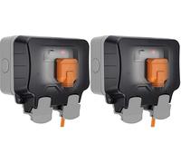 BG Electrical Outdoor Double Switched Power Wall Plug Socket, Weatherproof, Nexus Storm, Grey, 13A, IP66 Rated, WP22 (Pack of 2)