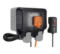 BG Electrical Outdoor Double Switched Wall Plug Socket Kit with RCD Plug and 3 Metres of Cable, Weatherproof, Nexus Storm, Grey, IP66 Rated, WP22KIT/3