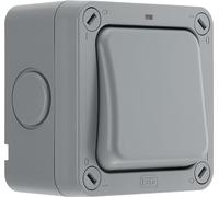 BG Electrical Outdoor Single Switch with LED Indicator, Weatherproof, Grey, Nexus Storm, 2-Way, 20A, IP66 Rated, WP12