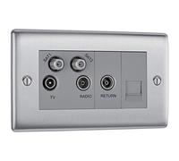 BG Electrical Quadplex TV/FM and Double Satellite Socket