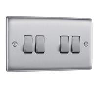 BG Electrical Quadruple Wall Light Switch, 2 Way,