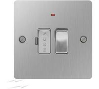 BG Electrical SBS52 13 A Nexus Brushed Steel Screwed Flat Plate Switched DP Fused Connection Unit With Neon