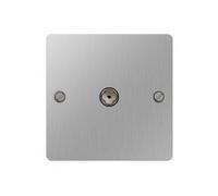 Screwed Flatplate Brushed Steel Single Socket For Tv Or Fm Co-Axial Aerial Connection SBS60-02