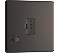 Screwless Flatplate Black Nickel Unswitched 13A Fused Connection Unit With Cable Outlet FBN55-01