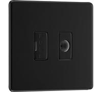 BG FFB55 Flatplate Screwless Unswitched 13A Fused Connection Unit + Cable Outlet - Matt Black