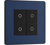 BG Electrical Secondary/Slave Double Touch Dimmer Light Switch, 2 Way, Screwless Front Plate, Evolve, Matt Blue, PCDDBTDS2B