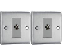 BG Electrical Single Co-Axial Socket (Pack of 2)