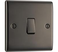 BG Electrical Single Intermediate Wall Light Switch, Raised and Slim Profile, Round Edges, Nexus Metal, Black Nickel, 20A, 16AX, NBN13