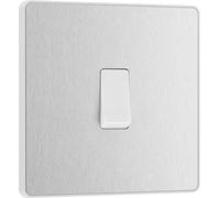Evolve Brushed Steel (White) Single Intermediate Light Switch 20A 16Ax PCDBS13W-01