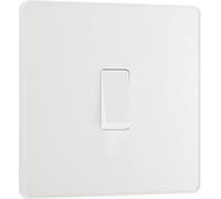 BG Electrical Single Intermediate Wall Light Switch, Screwless Front Plate, Round Edges, Evolve, Pearlescent White, 20A, 16AX, PCDCL13W-01