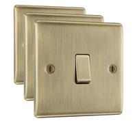 BG Electrical Single Light Switch, Antique Brass, Intermediate, 10AX (Pack of 3)