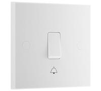 BG Electrical Single Retractive Bell Push Switch, 1 Way, Round Edge, Nexus 900 Series, White Moulded, 10A, 914