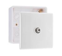 BG Electrical Single Satellite TV Socket Outlet with 32mm Surface Pattress Box, White Moulded, 864 & 891