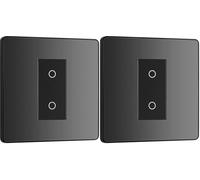 BG Electrical Single Slave/Secondary Touch Dimmer Wall Light Switch, 2-Way, Trailing Edge, Screwless Front Plate, Evolve, Black Chrome, 200W, PCDBCTDS1B (Pack of 2)