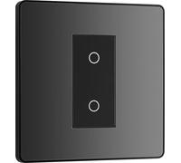 BG Electrical Single Slave/Secondary Touch Dimmer Wall Light Switch, 2-Way, Trailing Edge, Screwless Front Plate, Evolve, Black Chrome, 200W, PCDBCTDS1B