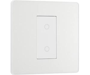 BG Electrical Single Slave/Secondary Touch Dimmer Wall Light Switch, 2-Way, Trailing Edge, Screwless Front Plate, Evolve, Pearlescent White, 200W, PCDCLTDS1W