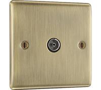 Nexus Metal Antique Brass Single Socket For Tv Or Fm Co-Axial Aerial Connection NAB60-01