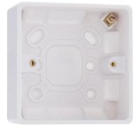 BG Electrical Single Surface Mounted Back Box, 1 Gang Pattress for Switches and Sockets, 32mm, Round Edge, Nexus 800 Series, White Moulded, 891-01