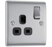 Nexus Metal Brushed Steel Single Switched 13A Power Socket NBS21B-01