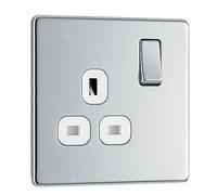 BG Flat Plate Polished Chrome 13A 1G Wh Ins, Skt - FPC21W
