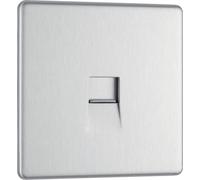 British General Single Telephone Master Socket FBSBTM1 Flatplate Screwless Brushed Steel