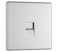 Screwless Flatplate Brushed Steel Single Slave Telephone Socket FBSBTS1-01
