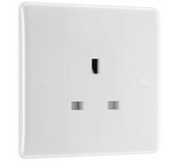 BG Electrical Single Unswitched Socket, Round Edge, White Moulded, 13A, 823-0J